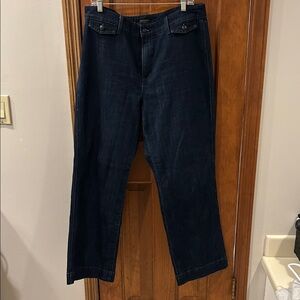 Talbots Women’s Dark Blue Rinse Wide Leg Trouser Jeans Size 16